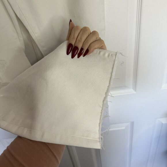 New EXPRESS Straight Ankle White Mid Rise White Jeans Size 10 R - Picture 7 of 13